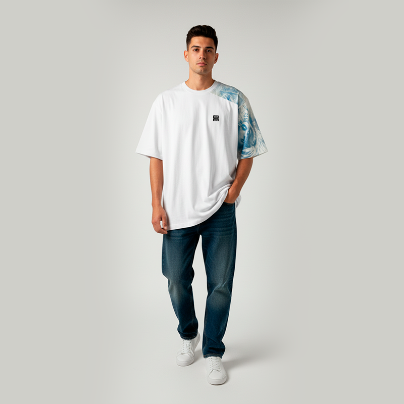 Camiseta Oversized Hand Made Exclusiva Moneda Dama