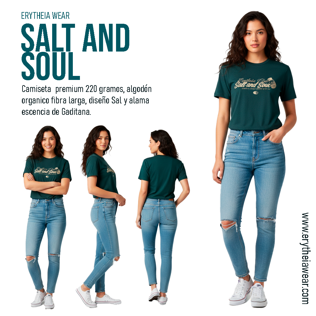 Salt and Soul Camiseta Verde y Sudadera Crema / Oferta
